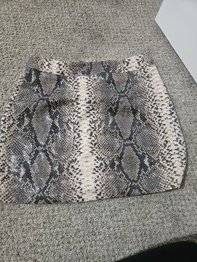 Snake-Print Mini Skirt in Beige and Black